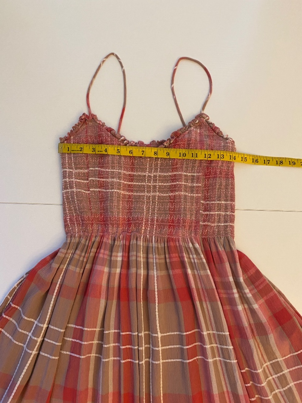 Free People Sweet Nothings Plaid Midi Dress Smocked Flowy Size Small - Picture 14 of 16